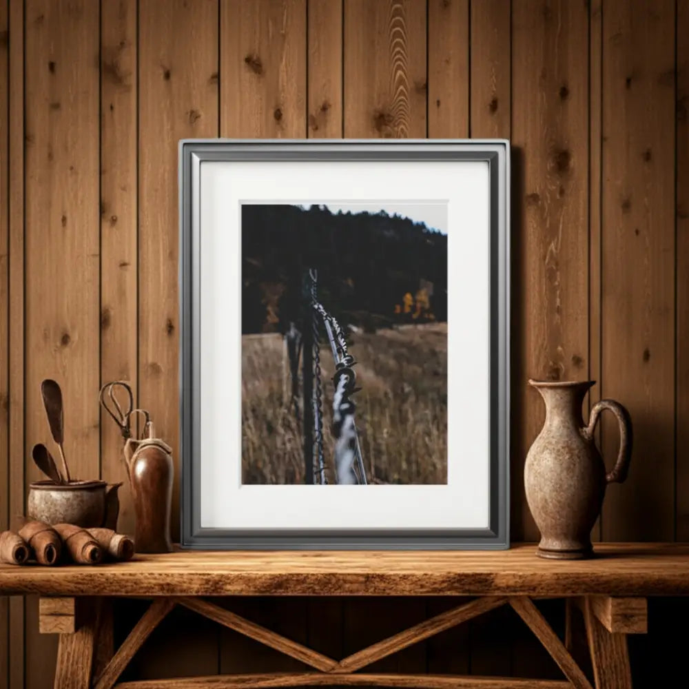 Golden Fence Photography Print | Rustic Landscape Art Print