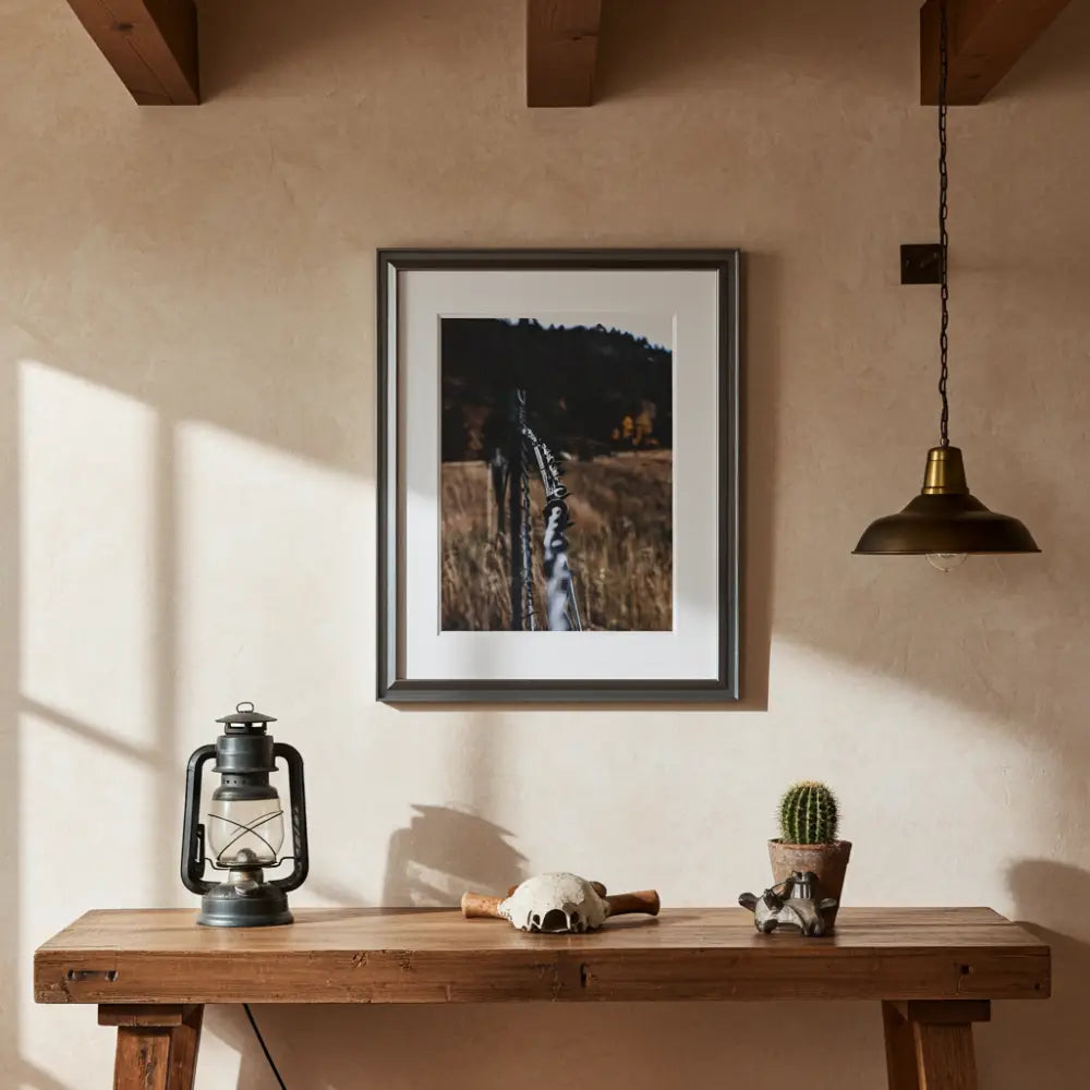 Golden Fence Photography Print | Rustic Landscape Art Print