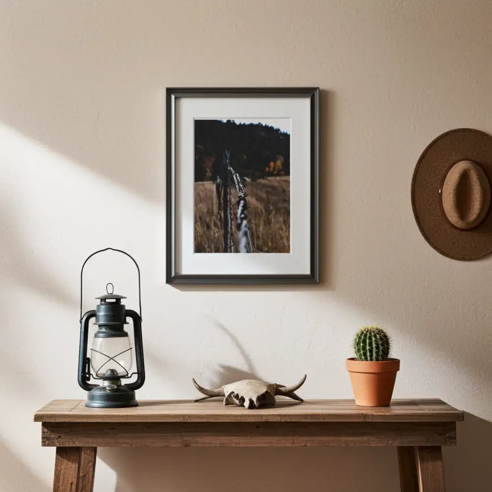 Golden Fence Photography Print | Rustic Landscape Art Print