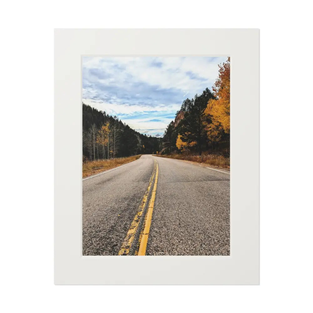 Mountain Road Photography Print | Adventure Landscape Art 16’’ x 20’’ (Vertical) / White Print